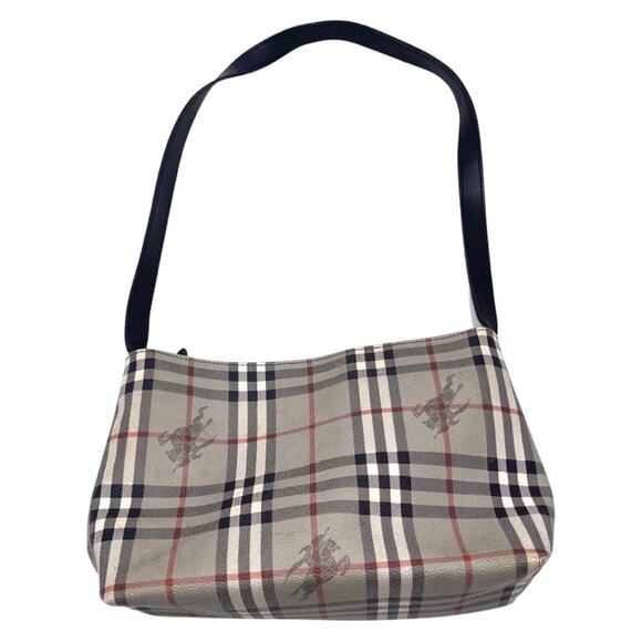 VINTAGE - BURBERRY Lorne Haymarket black Check shoulder bag - Made in England - Picture 1 of 16